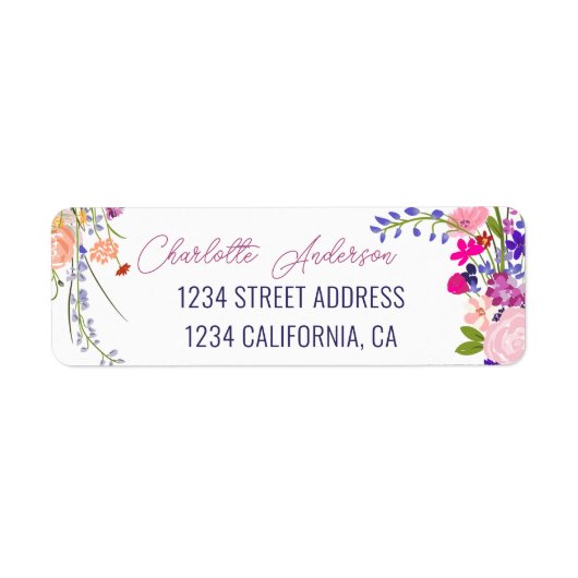 Modern chique wilde bloemen script  afstuderen etiket (Voorkant)