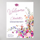 Modern chique wildflower script welkom afstuderen poster (Voorkant)