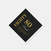 Modern chique zwart goud 80ste verjaardagsfeestje servet (Hoek)