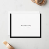 Modern chique zwart rand briefpapier notitiekaartje (Voorkant / Achterkant in situ)