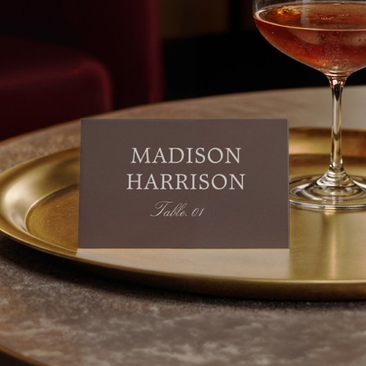 Modern Chocolate Brown Wedding Place Card DIY Kaart