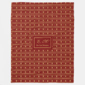 Modern Christmas Blanket Red and Gold Monogram Fleece Deken (Voorkant)