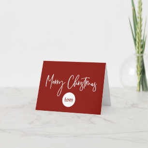 Modern Christmas Business Logo Rood Wit Script Feestdagen Kaart
