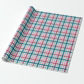 Modern Christmas Gingham Gift Wrap Cadeaupapier (Uitgerold)