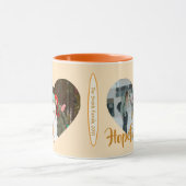 Modern Christmas Heart Shape 2 Photos Collage Mug (Centre)