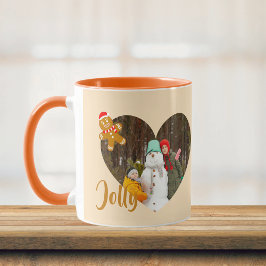 Modern Christmas Heart Shape 2 Photos Collage Mug Mok