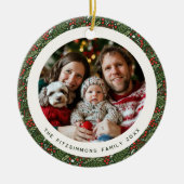 Modern Christmas Holly Foliage 2 Photos Keramisch Ornament (Voorkant)