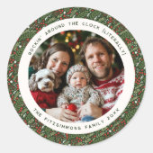 Modern Christmas Holly Foliage Photo Sticker (Devant)