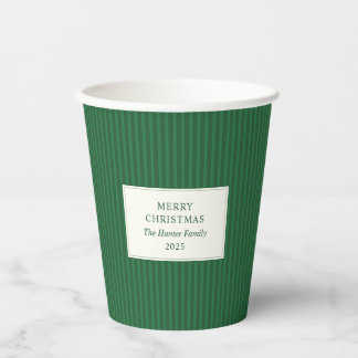 Modern Christmas Minimal Holiday Green Stripes Papieren Bekers