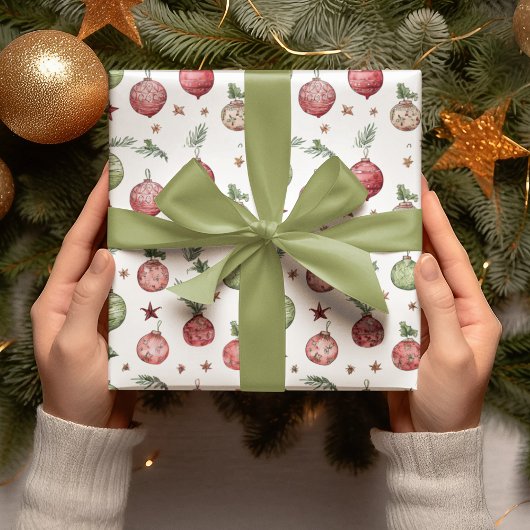 Modern Christmas Ornaments Wrapping Paper Cadeaupapier