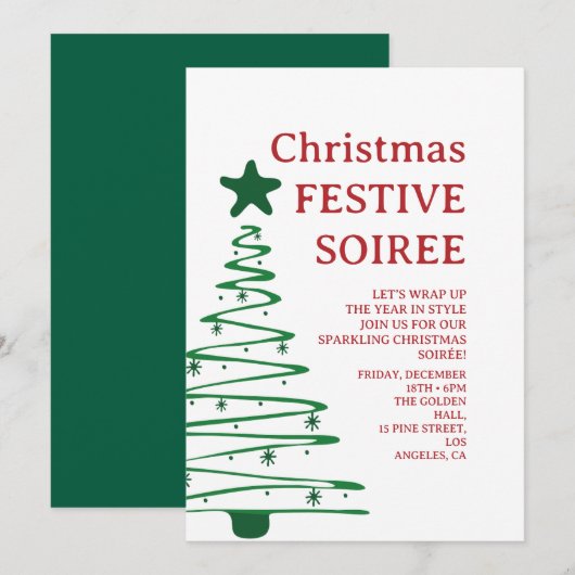 Modern Christmas Party Invitation Bedankkaart (Voorkant / Achterkant)