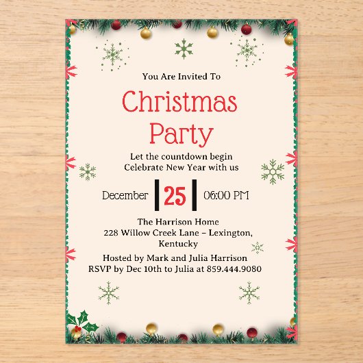 Modern Christmas Party Invitation Template (Recto)