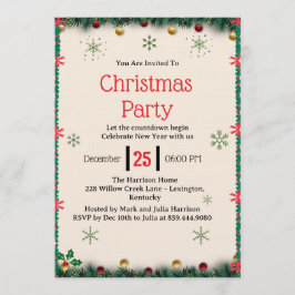 Modern Christmas Party Invitation Template Kaart