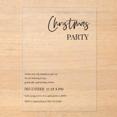 Modern Christmas Party Minimal Acryl Uitnodigingen (Voorkant)