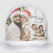 Modern Christmas Photo Card with Inset Snow Globe Sneeuwbol (Voorkant)