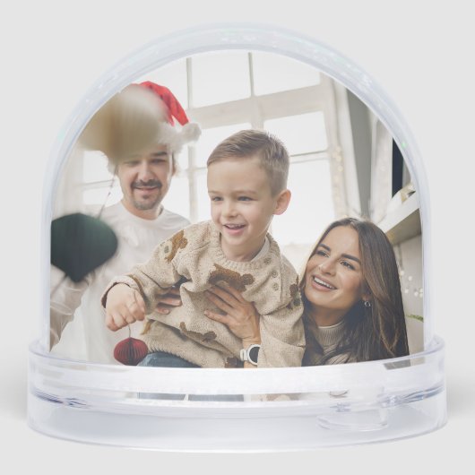 Modern Christmas Photo Card with Inset Snow Globe Sneeuwbol (Achterkant)
