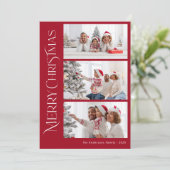 Modern Christmas Red Photo Feestdagenkaart (Staand voorkant)
