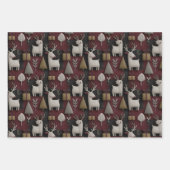 Modern Christmas Reindeer Red And Gold Pattern Inpakpapier Vel (Voorkant)