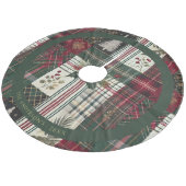 Modern Christmas Rustic Plaid Pattern Fleece Kerstboom Rok (Gekanteld)