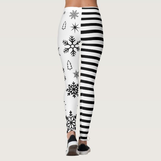 Modern Christmas Snowflake & Stripe Holiday Leggings (Achterkant)