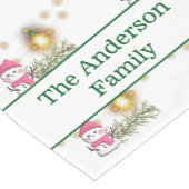 Modern Christmas Snowman Pattern Customizable Name Korte Tafelloper (Hoek)