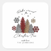 Modern Christmas Sticker – Trees & Snowflakes (Devant)