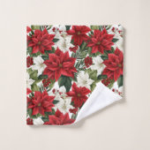 Modern Christmas Towels Custom Name Floral Touch (Gant de toilette)