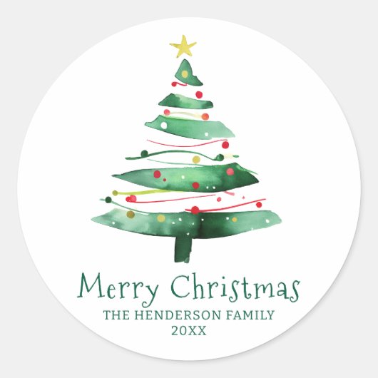 MODERN CHRISTMAS TREE RONDE STICKER (Voorkant)