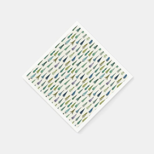 Modern Christmas Trees Illustrated Pattern Servet (Hoek)