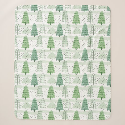 Modern Christmas Trees Pattern Sherpa Deken (Voorkant)