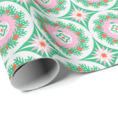 Modern Christmas Wreath Geometric Floral Pattern Cadeaupapier (Rol Hoek)