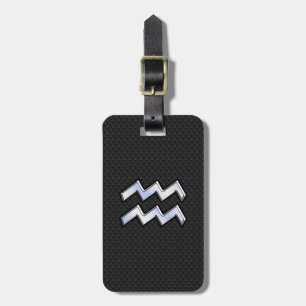 Modern Chrome like Aquarius Zodiac Sign on Snake Bagagelabel