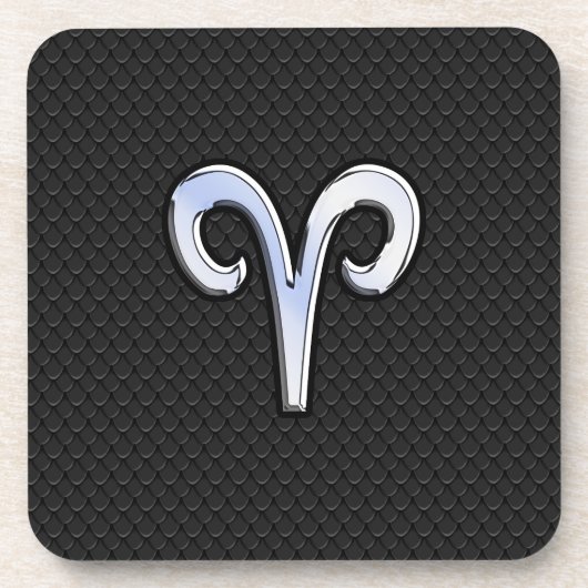 Modern Chrome like Aries Zodiac Sign Drankjes Onderzetter (Voorkant)