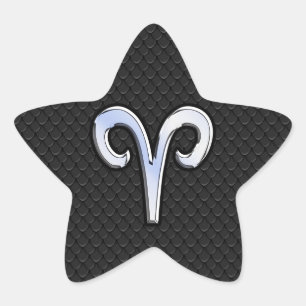 Modern Chrome like Aries Zodiac Sign Ster Sticker