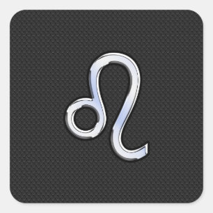 Modern Chrome like Leo Sign on slangenhuid Vierkante Sticker