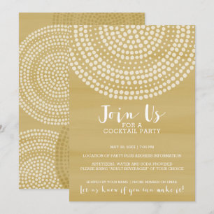 Modern Circle Dot Pattern - Gouden Cocktail Party Kaart