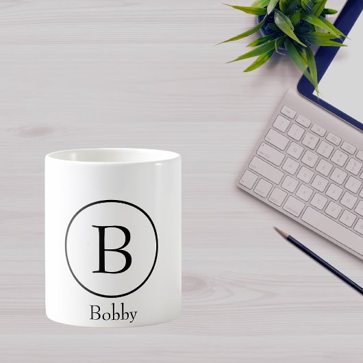 Modern Circle Initial Monogram Coffee Mug