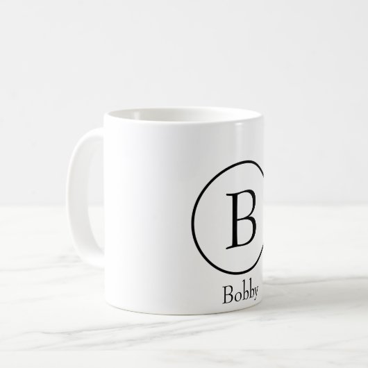 Modern Circle Initial Monogram Coffee Mug (Devant gauche)