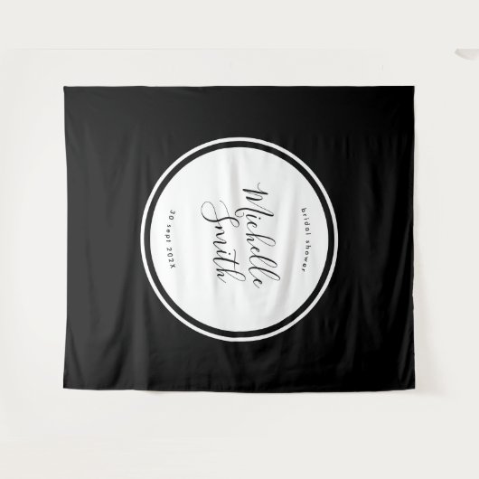 Modern Circle Premium Boho Black Shower Wandkleed (Voorkant (horizontaal))