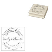 Modern Circular Calligraphy Names Wedding Address Rubberstempel (Gestempeld)