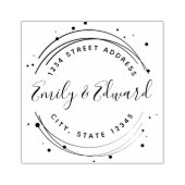 Modern Circular Calligraphy Names Wedding Address Rubberstempel (Afrduk)