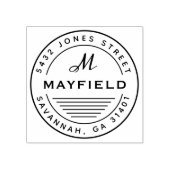 Modern Cirkel Monogram Rond Terugkeeradres Rubberstempel (Afrduk)
