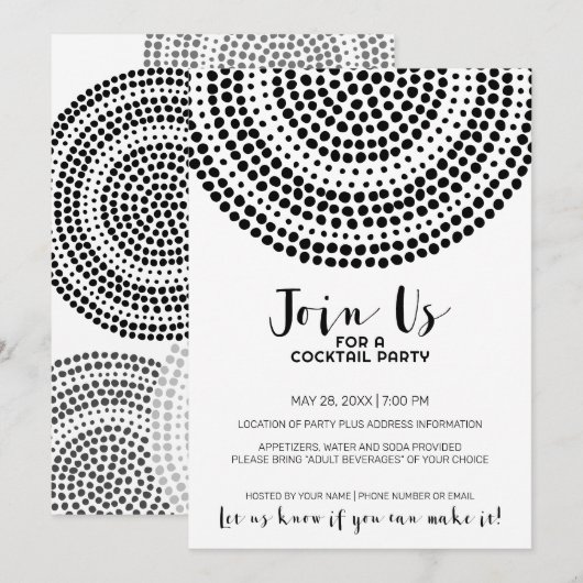 Modern cirkel stippelpatroon - Boho cocktail party Kaart (Voorkant / Achterkant)
