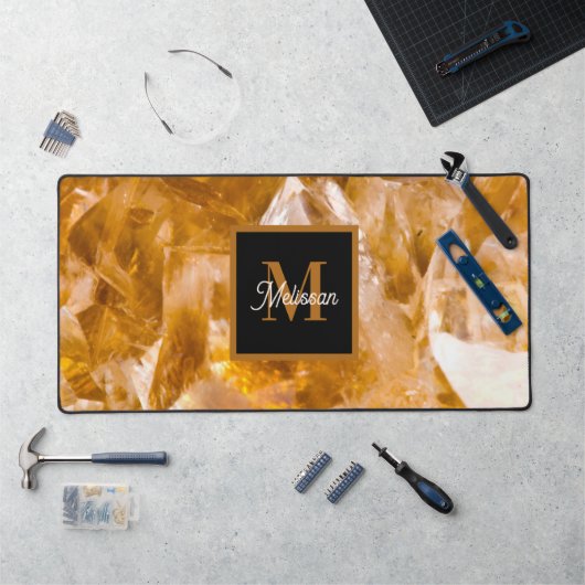 Modern Citrine Birthstone Monogram Bureaumat (Werkstation)