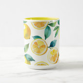 Modern citroenblauw bloemenscript vrijgezellenfees mok (Midden)