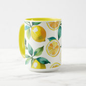 Modern citroenblauw bloemenscript vrijgezellenfees mok (Voorkant links)