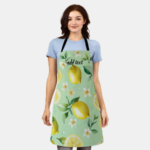 Modern citroenblauw bloemenscript vrijgezellenfees schort