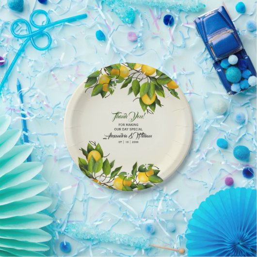 Modern citroenfruit | Bruiloft Papieren Bordje (Feest)