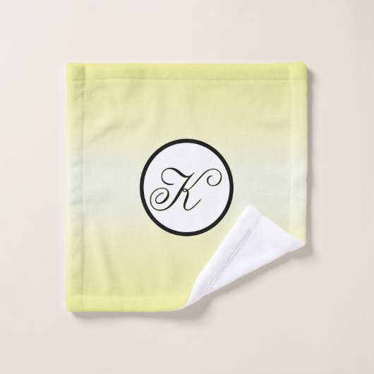 Modern Citrus Buttermint Yellow Black Initial (Gant de toilette)