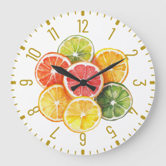 Modern Citrus Fruit Slices Round Clock Grote Klok
